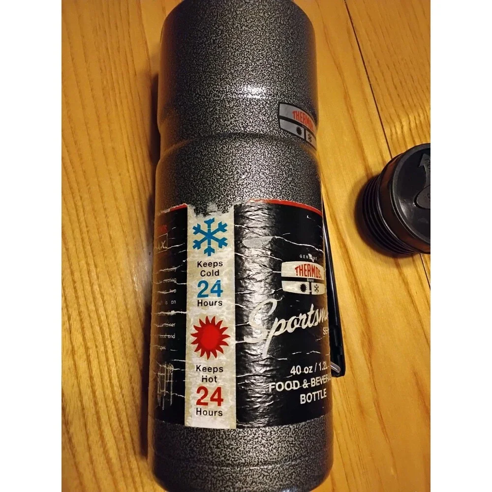Thermos Sportsman Thermos Vintage Metal SS Cup 40oz. Screw Top Lid & Cup